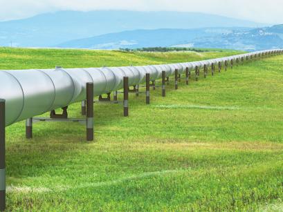oil pipeline running across the landscape