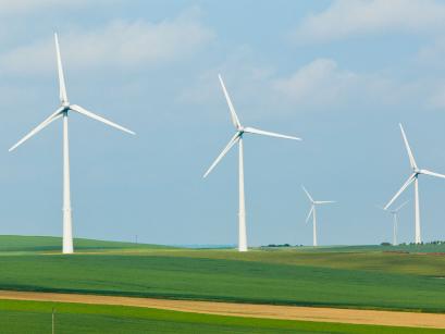windmills arrayed across the landscape