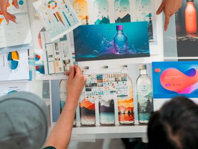 People looking at branding options