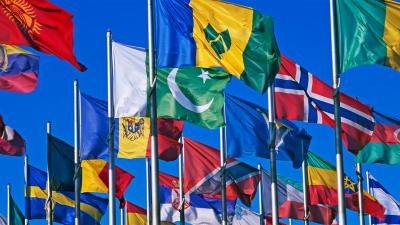 World flags waving in the air
