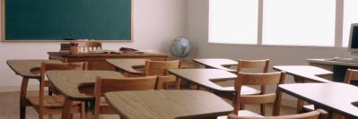 classroom with desks 
