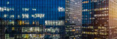 Building with lights on