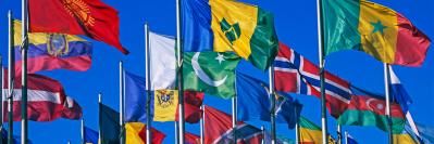 World flags waving in the air