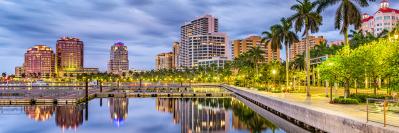 Lake side view with buildings