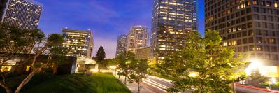 Buildings in Los Angeles at night