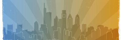 Drawing of Philadelphia skyline 