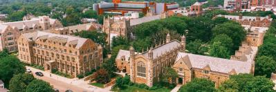 Aerial view of college campus